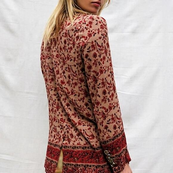 FREE PEOPLE Bellflower Blazer Ornate Floral Pink Purple {3H38} - Picture 2 of 6